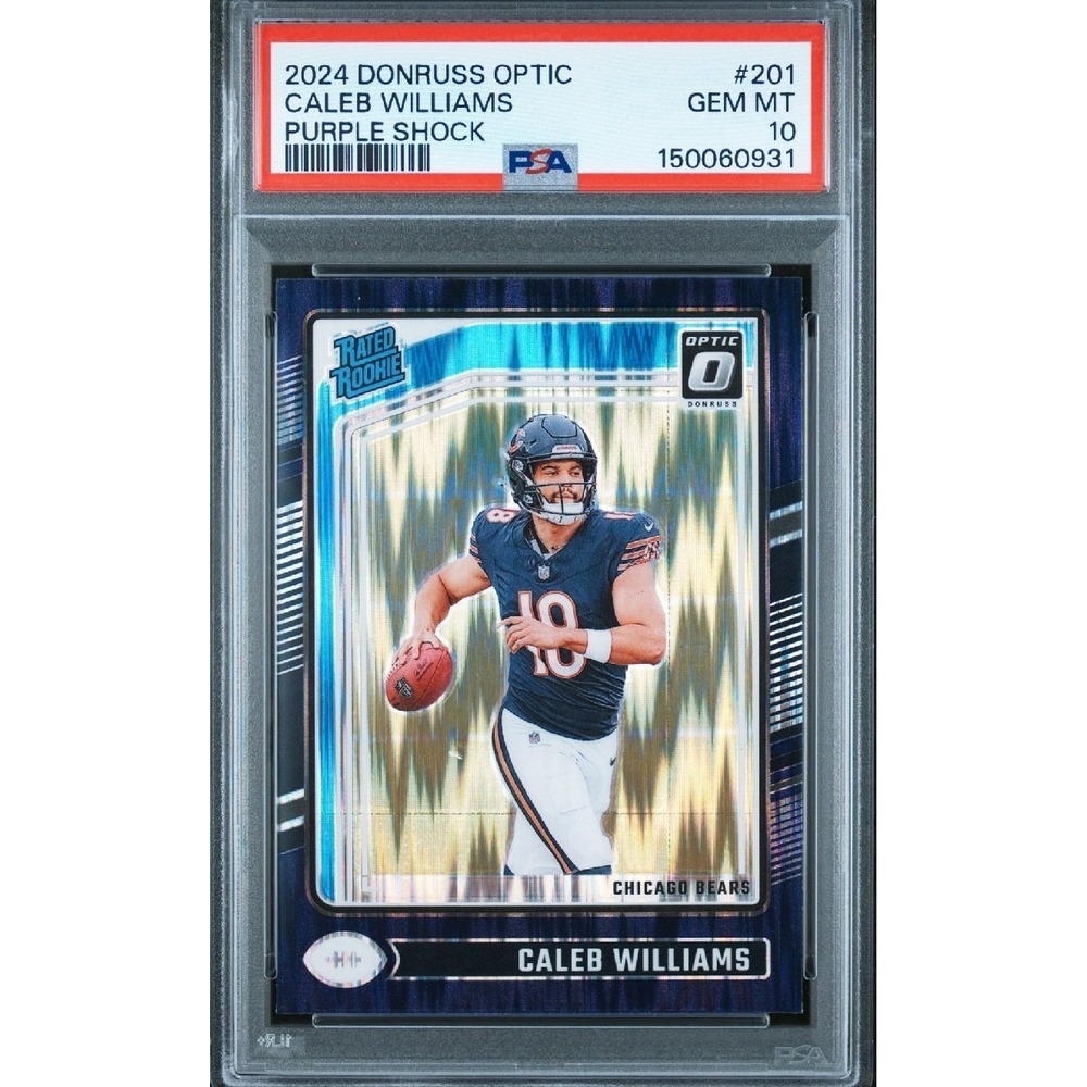 2024 Donruss Optic Caleb Williams Purple Shock Rated Rookie RC #201 PSA 10 GEM
